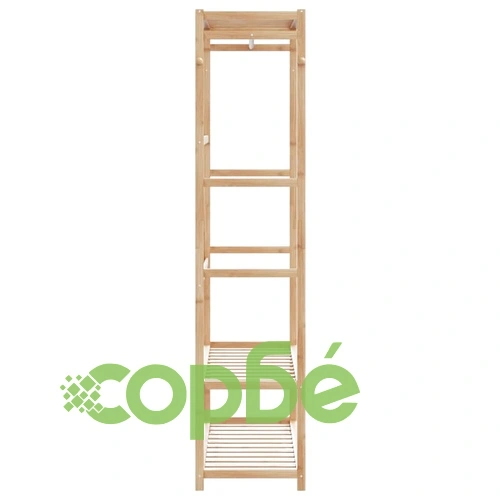 Бамбукова закачалка за дрехи с 3 рафта и 4 куки 110x40x175 см ➤ топ цена ➤ sorbe.bg