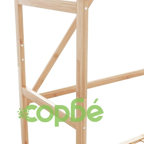 Бамбукова закачалка за дрехи с 3 рафта и 4 куки 110x40x175 см ➤ топ цена ➤ sorbe.bg