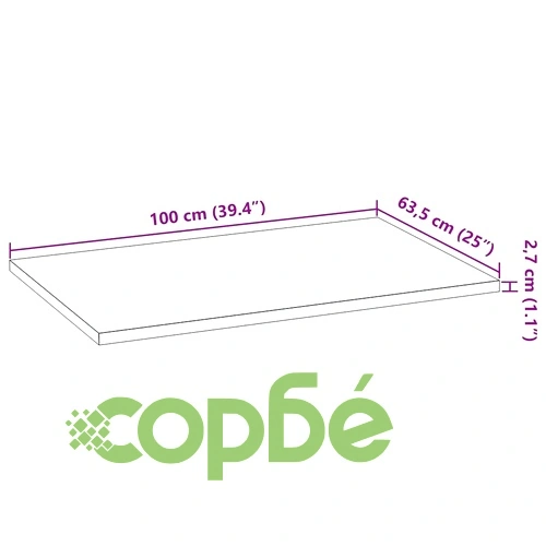 Кухненски работен плот от масивен дъб, 100x63,5x2,7 см, правоъгълен ➤ топ цена ➤ sorbe.bg