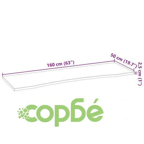 Плот за бюро 160x50x2,5 см масивен дъб необработен правоъгълен ➤ топ цена ➤ sorbe.bg