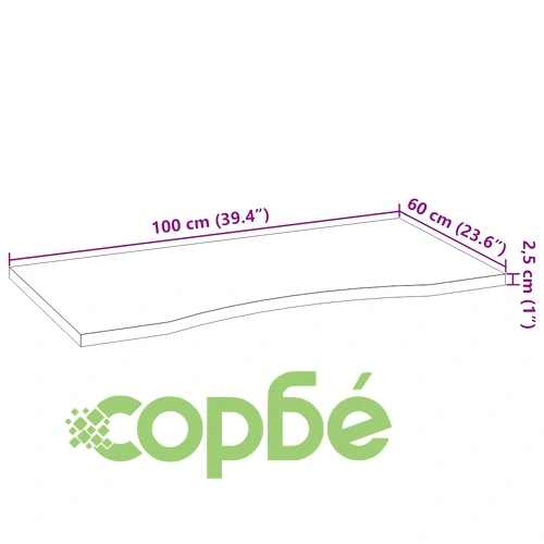 Плот за бюро от масивен дъб 100x60x2,5 cm, необработен, правоъгълен ➤ топ цена ➤ sorbe.bg