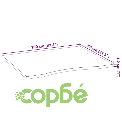 Плот за бюро от масивен дъб 100x80x2,5 cm - правоъгълен, необработен ➤ топ цена ➤ sorbe.bg
