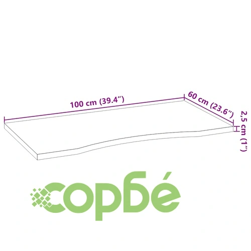 Плот за бюро от масивен дъб, светлокафяв, 100x60x2,5 см, правоъгълен ➤ топ цена ➤ sorbe.bg