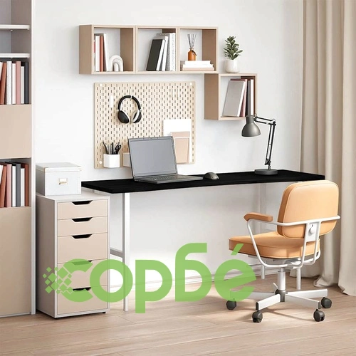 Плот за бюро от масивен дъб, тъмнокафяв, 160x50x2,5 см, правоъгълна форма ➤ топ цена ➤ sorbe.bg