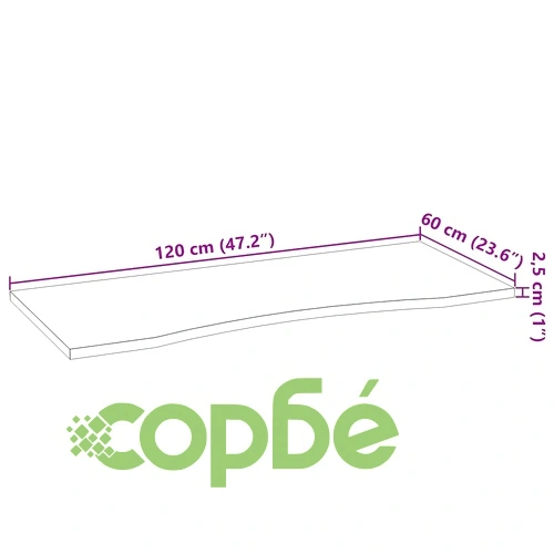Плот за бюро от масивен дъб, тъмнокафяв, 120x60x2,5 см, правоъгълен ➤ топ цена ➤ sorbe.bg