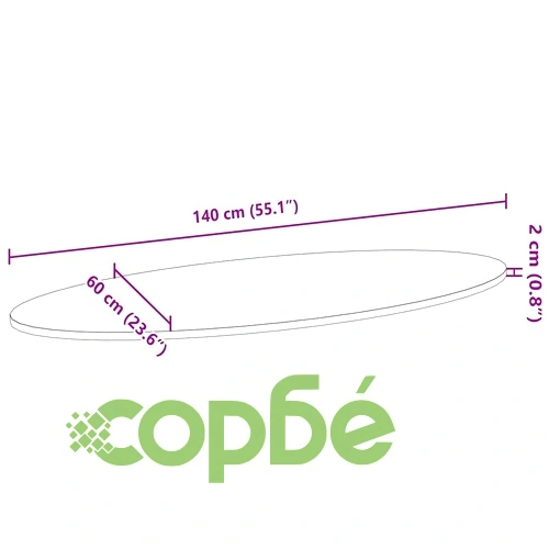 Овален плот за маса от масивно дъбово дърво, 140x60x2 см ➤ топ цена ➤ sorbe.bg