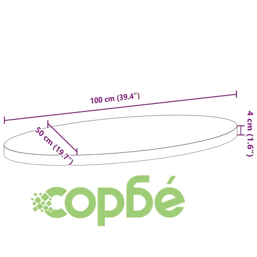 Овален плот за маса от масивно дъбово дърво, 100x50x4 см ➤ топ цена ➤ sorbe.bg
