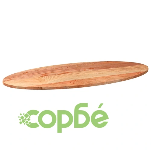 Овален плот за маса от масивен дъб, светлокафяв, 120x60x2 см ➤ топ цена ➤ sorbe.bg