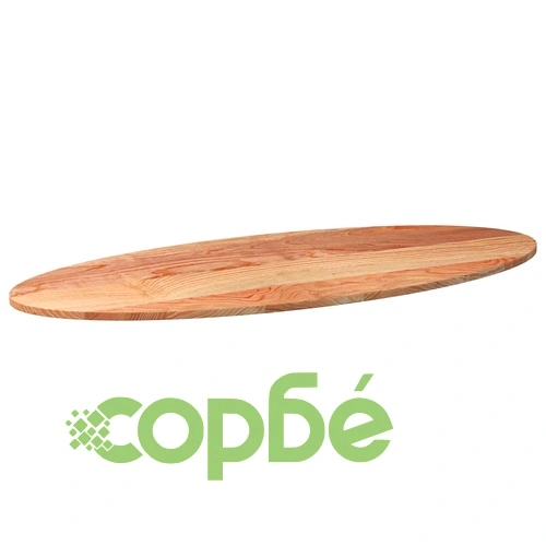 Овален плот за маса от масивен дъб, светлокафяв, 140x60x2 см ➤ топ цена ➤ sorbe.bg