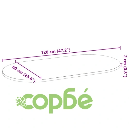 Овален плот за маса от масивно дъбово дърво, 120x60x2 см ➤ топ цена ➤ sorbe.bg