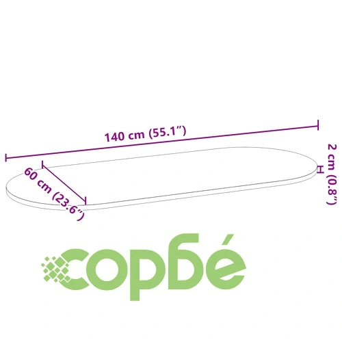 Овален плот за маса от масивно дъбово дърво, 140x60x2 см ➤ топ цена ➤ sorbe.bg