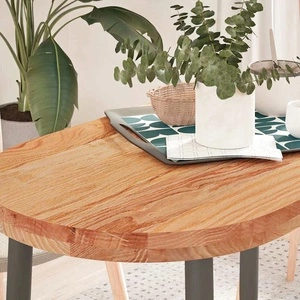 Овален плот за маса от масивен дъб, светлокафяв, 100x50x4 см