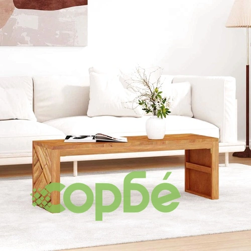 Холна маса 110x35x38 см, масивно тиково дърво ➤ топ цена ➤ sorbe.bg