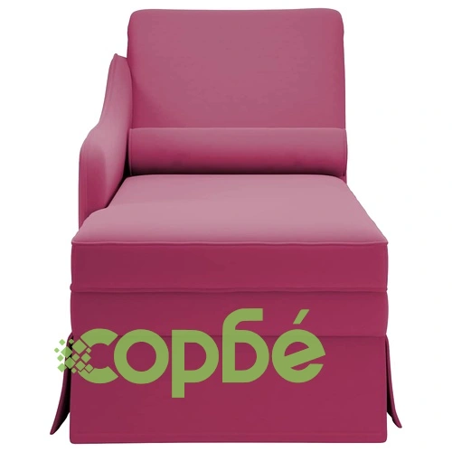 Кушетка с болстер и десен подлакътник от кадифе, виненочервена, 145x56x70 см ➤ топ цена ➤ sorbe.bg