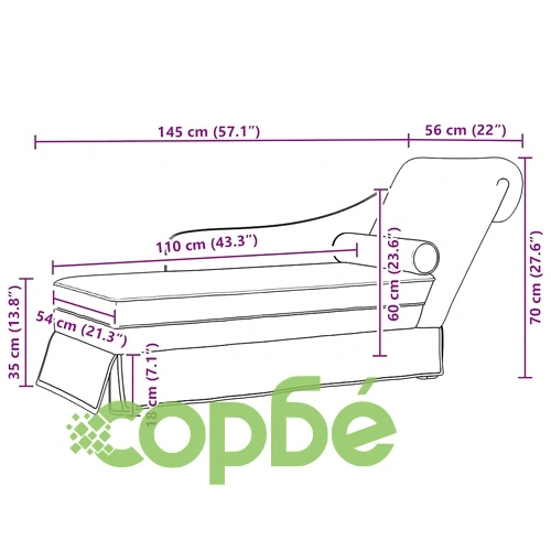 Кушетка с болстер и десен подлакътник от кадифе, виненочервена, 145x56x70 см ➤ топ цена ➤ sorbe.bg
