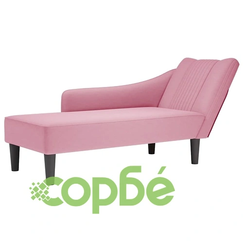 Кушетка от розово кадифе с десен подлакътник 140x56x66 см ➤ топ цена ➤ sorbe.bg