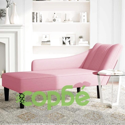 Кушетка от розово кадифе с десен подлакътник 140x56x66 см ➤ топ цена ➤ sorbe.bg