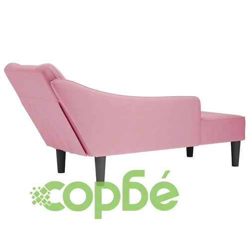 Кушетка от розово кадифе с десен подлакътник 140x56x66 см ➤ топ цена ➤ sorbe.bg