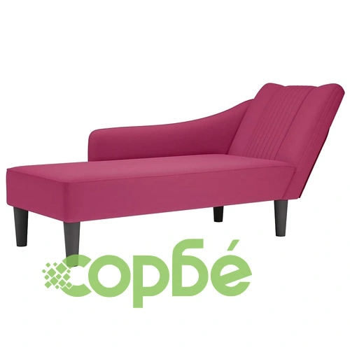 Кушетка с десен подлакътник от кадифе, виненочервена 140x56x66 см ➤ топ цена ➤ sorbe.bg