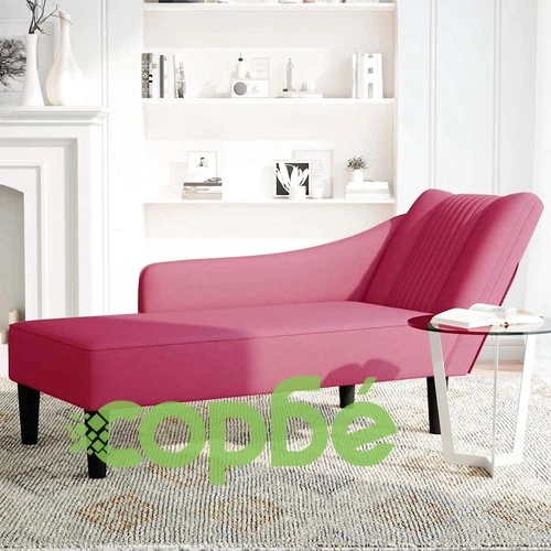 Кушетка с десен подлакътник от кадифе, виненочервена 140x56x66 см ➤ топ цена ➤ sorbe.bg