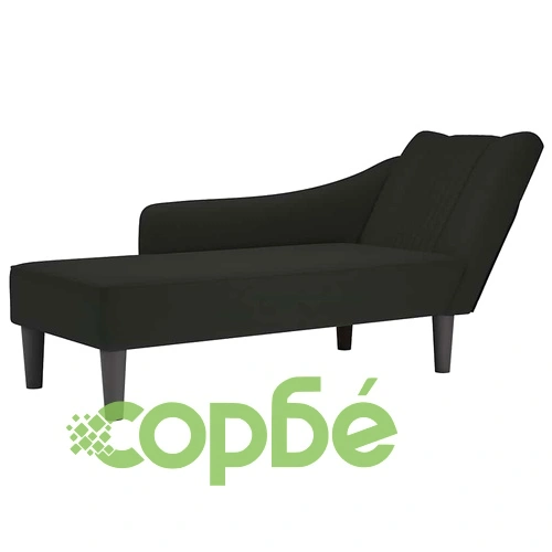 Кушетка с десен подлакътник черно кадифе 140x56x66 см ➤ топ цена ➤ sorbe.bg