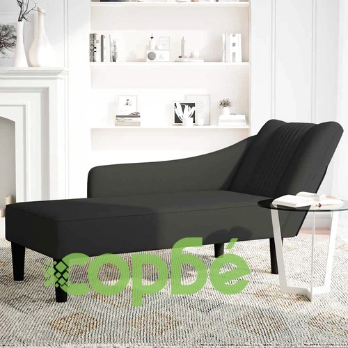 Кушетка с десен подлакътник черно кадифе 140x56x66 см ➤ топ цена ➤ sorbe.bg