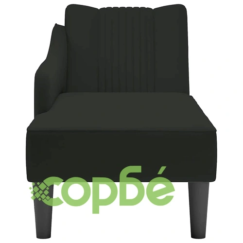 Кушетка с десен подлакътник черно кадифе 140x56x66 см ➤ топ цена ➤ sorbe.bg