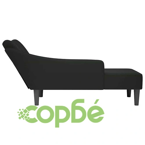 Кушетка с десен подлакътник черно кадифе 140x56x66 см ➤ топ цена ➤ sorbe.bg