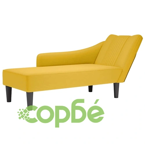 Кушетка с десен подлакътник от жълто кадифе, 140 x 56 x 66 см ➤ топ цена ➤ sorbe.bg