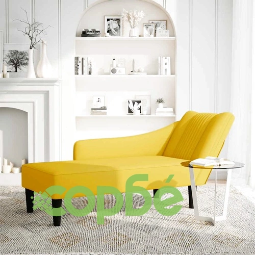 Кушетка с десен подлакътник от жълто кадифе, 140 x 56 x 66 см ➤ топ цена ➤ sorbe.bg