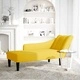 Кушетка с десен подлакътник от жълто кадифе, 140 x 56 x 66 см