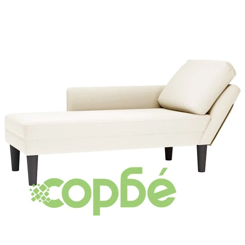 Луксозна кадифена кушетка с възглавница и десен подлакътник, 132 x 56 x 70 см, кремав цвят ➤ топ цена ➤ sorbe.bg