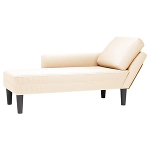 Луксозен Шезлонг с Възглавница от Кремава Велурена Материя, 132 x 56 x 70 см