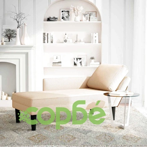 Луксозен Шезлонг с Възглавница от Кремава Велурена Материя, 132 x 56 x 70 см ➤ топ цена ➤ sorbe.bg