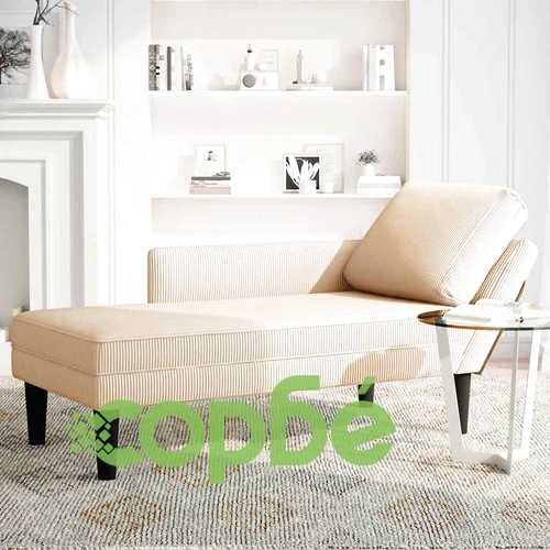 Луксозен Шезлонг с Възглавница от Кремава Велурена Материя, 132 x 56 x 70 см ➤ топ цена ➤ sorbe.bg