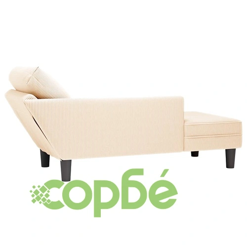 Луксозен Шезлонг с Възглавница от Кремава Велурена Материя, 132 x 56 x 70 см ➤ топ цена ➤ sorbe.bg