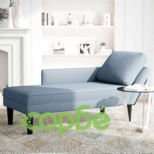 Шезлонг с възглавница от синя велурена тъкан - Модерен и удобен ➤ топ цена ➤ sorbe.bg