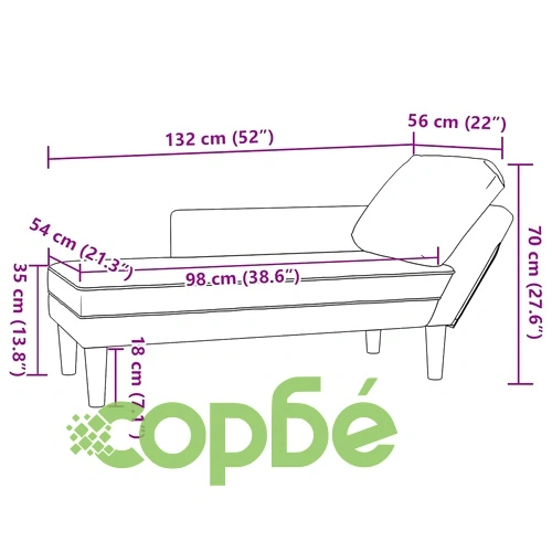 Шезлонг с възглавница от синя велурена тъкан - Модерен и удобен ➤ топ цена ➤ sorbe.bg