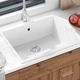 Гранитна кухненска мивка бяла 54x44x20 см с преливник