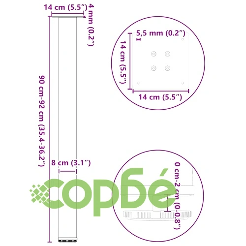 Крака за масичка за кафе 4 бр черни 90-92 см стоманени с прахово покритие ➤ топ цена ➤ sorbe.bg