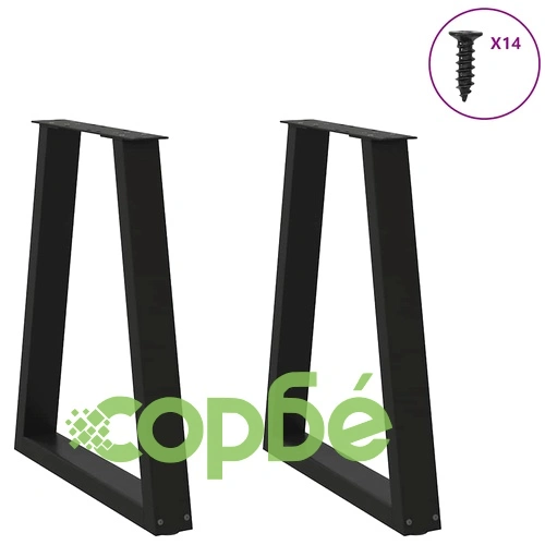 V-образни крака за холна маса 2 бр, черни, 50x(72-73)см, стоманени ➤ топ цена ➤ sorbe.bg