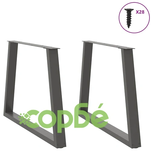V-образни крака за трапезна маса от стомана - 2 бр, Антрацит, 90x(72-73,3) см ➤ топ цена ➤ sorbe.bg