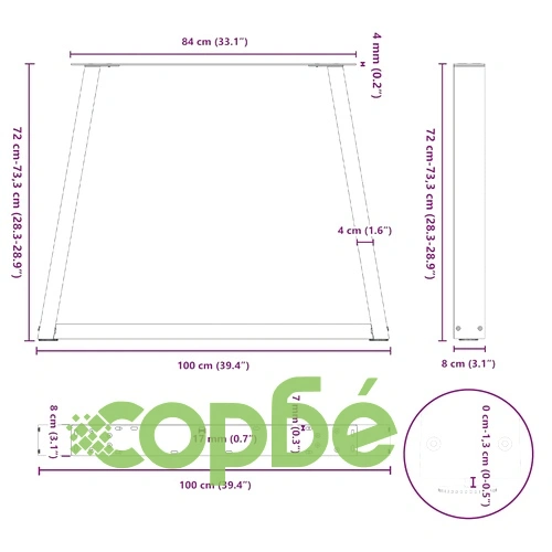 Крака за трапезна маса V-образна форма 2 бр. 100x(72-73,3) см от стомана в бяло ➤ топ цена ➤ sorbe.bg