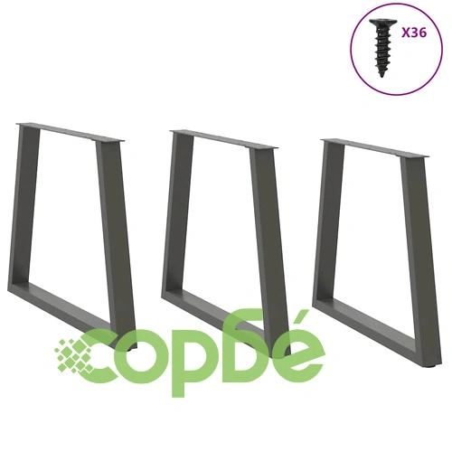 V-образни крака за трапезна маса от стомана - 3 бр, Антрацит, 70x(72-73,3) см ➤ топ цена ➤ sorbe.bg