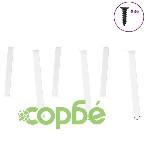 V-образни крака за трапезна маса от стомана, 3 бр, бели, 80x(72-73,3) см ➤ топ цена ➤ sorbe.bg