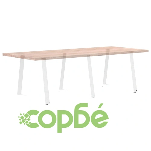 V-образни крака за трапезна маса от стомана, 3 бр, бели, 80x(72-73,3) см ➤ топ цена ➤ sorbe.bg