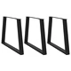 Крака за трапезна маса V-образна форма 3 бр. черни 90x(72-73,3) см стоманени
