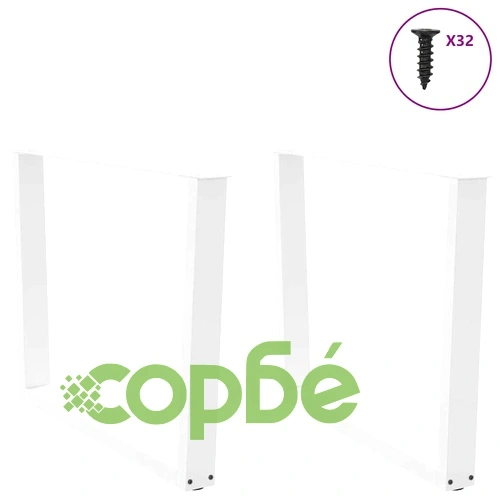 Крака за трапезна маса V-образна форма, 2 бр., бели, 100x(72-73,3) см, стомана ➤ топ цена ➤ sorbe.bg