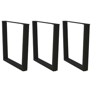 V-образни крака за трапезна маса - 3 бр., черни, стоманени, 80x(72-73,3) см