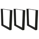 V-образни крака за трапезна маса - 3 бр., черни, стоманени, 80x(72-73,3) см
